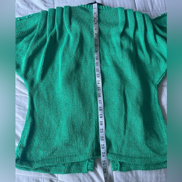 Vintage 80s Hand Knit Green Pearl Embellished Elegant Twinset S/M - Picture 14 of 16